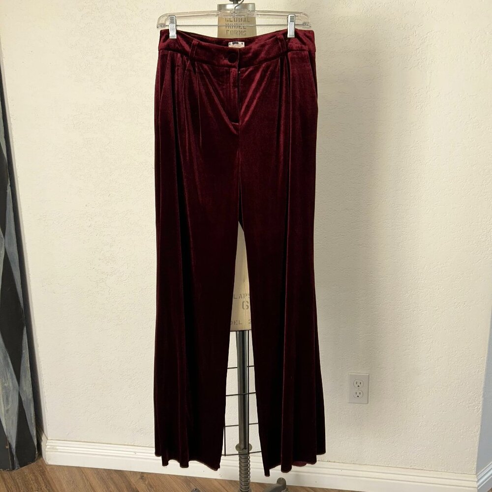 Women's Maroon Velvet Trousers sz S